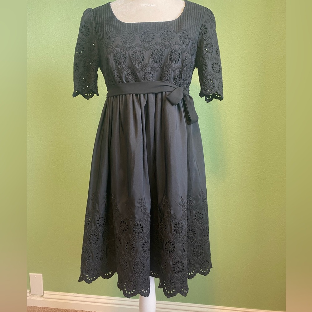 Betsey Johnson silk babydoll blk dress, sz 6.